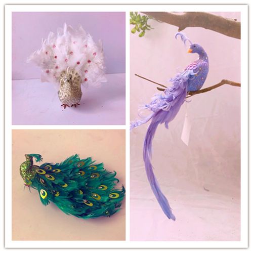 动物模型 仿真孔雀凤凰喜鹊小鸟手工艺品摄影道具玩具 园林装饰摆
