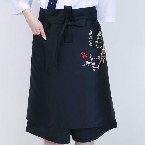 日式厨师半身围裙餐厅服务员刺绣寿司师傅和食厨房工作料理围腰