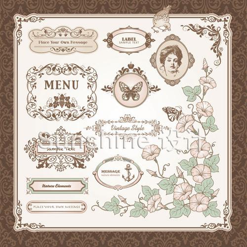 s905 精美欧式复古花纹边框 女性头像 婚礼背景 植物