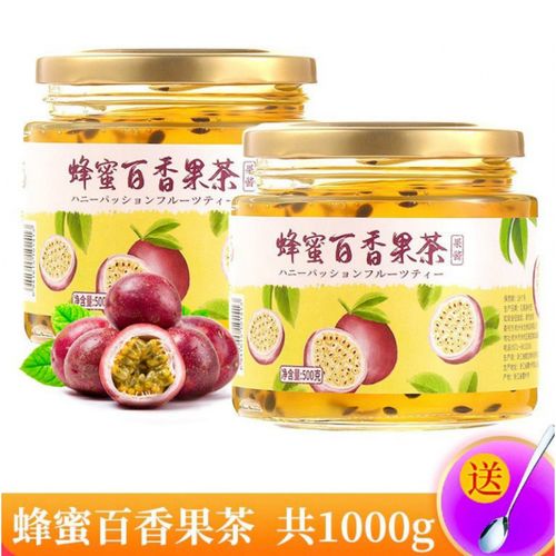 蜜桃乌龙果酱茶蜂蜜柚子茶果酱冲饮果茶饮料500g 蜂蜜百香果茶x2