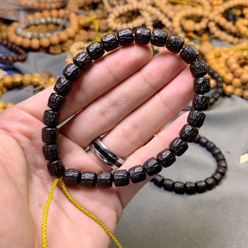 黑金椰蒂8mm 雕刻无相手串
