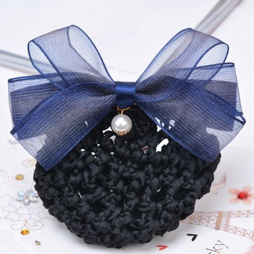 初炫新款娟纱头花网兜女职业银行酒店美容院大蝴蝶结气质发饰发网