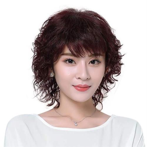 假发女全头套式短卷发蓬松自然中老年妈妈发型中长发