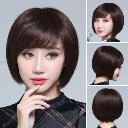 假发真头发中老年假头发全真逼真发套女真人真发妈妈直短发波波头