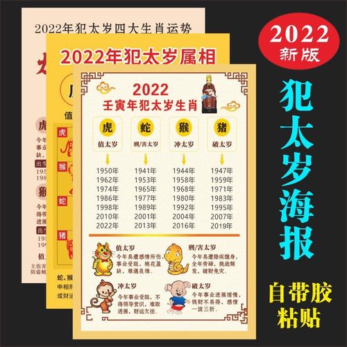 2022年犯太岁四大生肖运势壬寅年吉凶分析九宫飞星图海报挂画贴画
