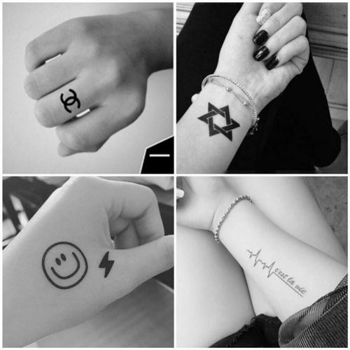 防水贴画纹身永久纹身贴男人手上专用仿真手臂炫酷几何图案网红