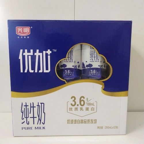 2月光明优加纯奶牛奶200ml*12盒整箱纯奶礼盒