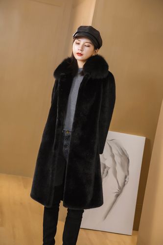 仿貂绒貂皮大衣女中长款2022冬装新款貂毛皮草外套保暖毛呢大衣女