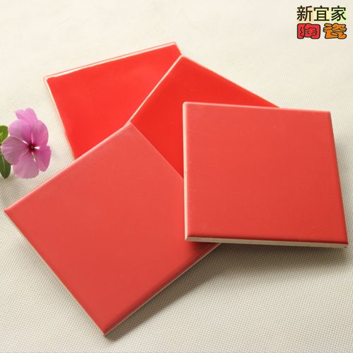 幼儿园连锁店瓷砖北欧大红色哑光亮光小方砖纯色釉面砖厨卫内墙砖