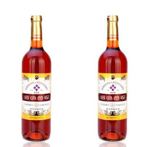 洋酒青岛樱桃白兰地 樱桃露酒樱桃酒 老青岛口味酒吧夜场 2瓶
