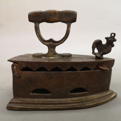 古玩家居装饰品复古做旧铜器摆件黄铜老式熨斗烫斗迷你创意模型