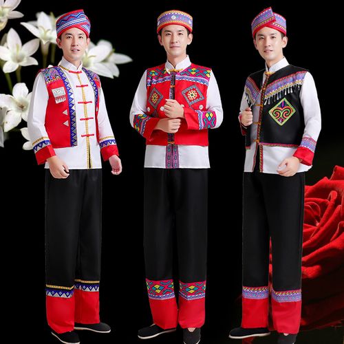 56个少数民族特色传统景颇族演出服舞台歌舞表演服成人男舞蹈服装