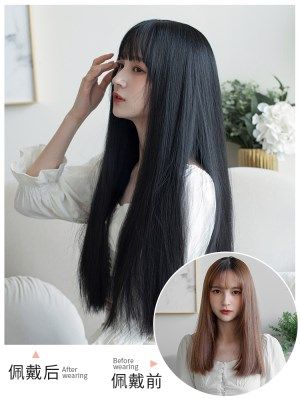假发女黑长直发空气刘海中长发cos网红气质修脸逼真自然全头套