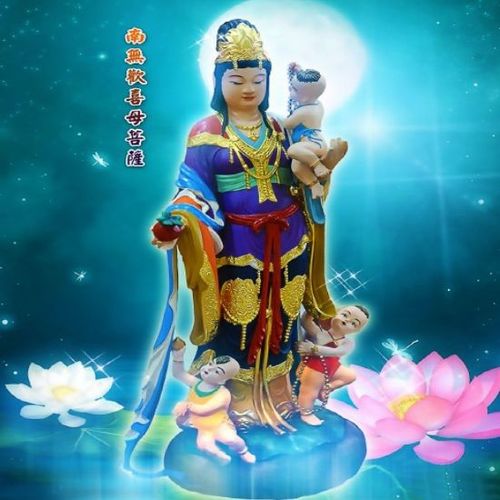 欢喜母菩萨佛像鬼子母菩萨像结缘诃利帝母佛画像唐卡挂画相片塑封【6