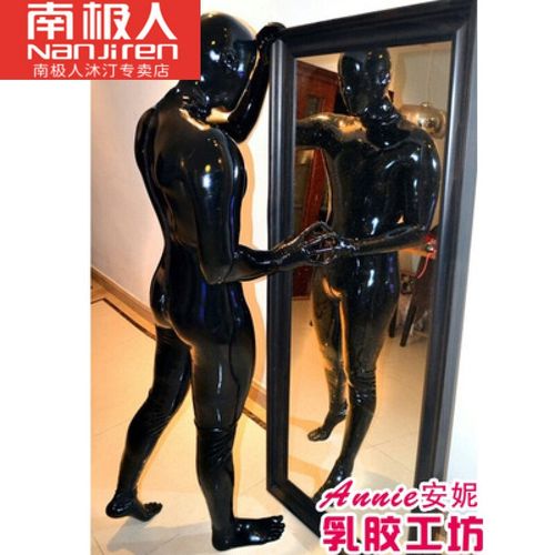 kigurumi肤色乳胶衣全包乳胶紧身衣cd乳胶连裤袜五指 黑色全包五指袜