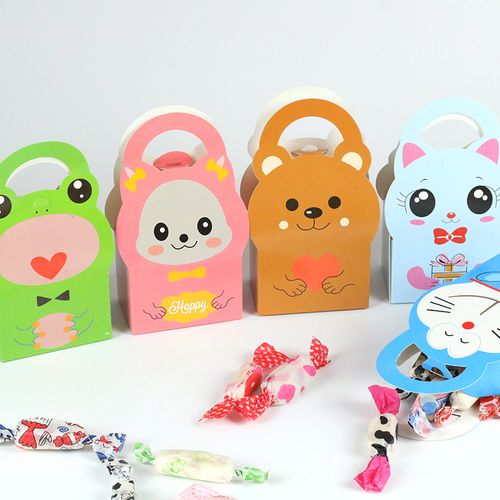 卡通动物牛轧糖盒 曲奇饼干精美礼品袋休闲食品糖果盒烘焙包装1个