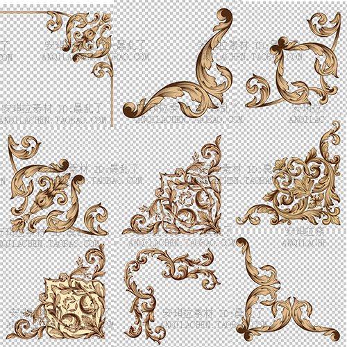 vintage复古欧式巴洛克宫廷风边角花纹边框矢量eps设计素材