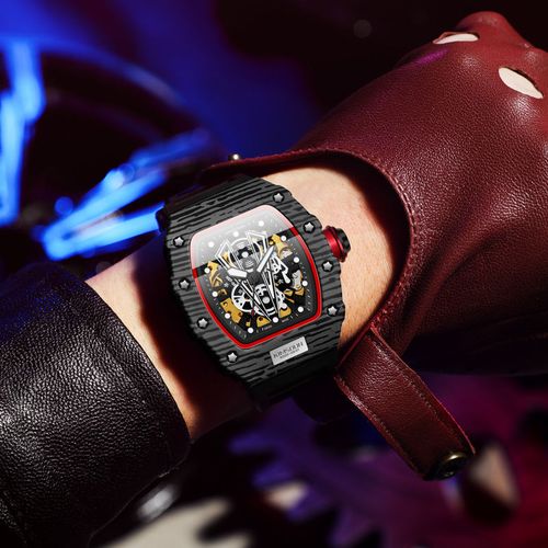 理查德米勒手表男高档名牌机械表炭纤维手表学生韩版酷炫酒桶型表