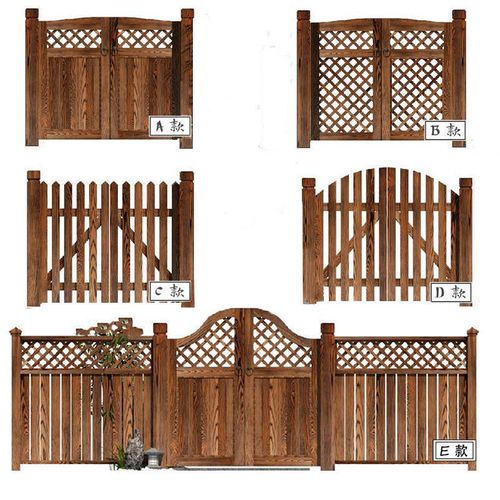 防腐木栅栏门庭院拱形网格门花园户外围墙爬藤架篱笆别墅双开木门