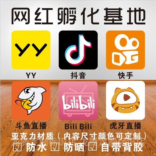 亚克力直播平台合作墙抖音快手斗鱼虎牙自媒体贴logo传媒公司定制