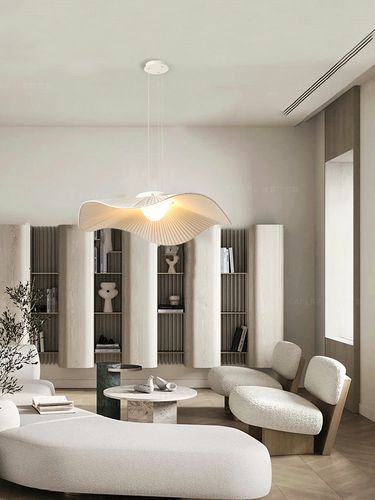侘寂风客厅吊灯简约现代荷叶灯日式创意设计卧室艺术装饰灯具