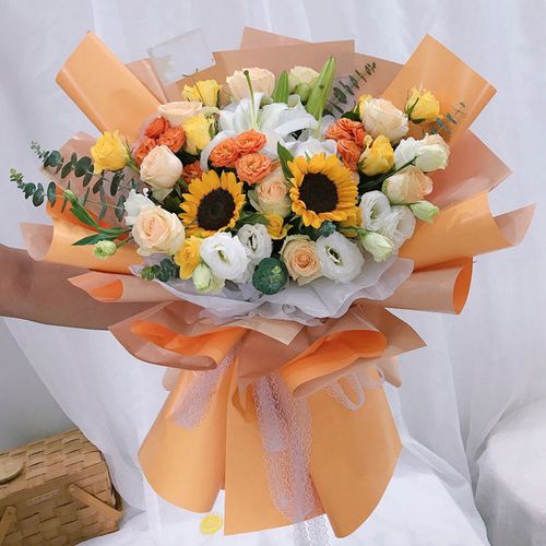父亲节向日葵玫瑰混搭毕业花束北京鲜花速递同城天津杭州生日送花