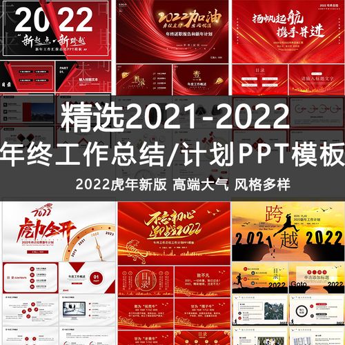 2021年终工作总结2022虎年工作计划汇报述职ppt模板创意中国风红