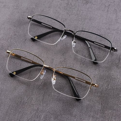 水晶眼镜男女白水晶石头镜半框拉丝高清护目平光镜东海