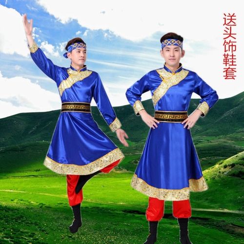 新款蒙古族舞蹈服蒙古演出服男款少数民族服装男成人舞台表演服饰