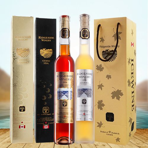 加拿大冰酒原瓶进口vqa 列吉塞雪景系列晚收冰白葡萄酒双支礼盒装