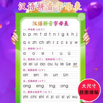 汉语拼音字母表墙贴汉语拼音拼读训练挂图声母韵母常用音节表 汉语