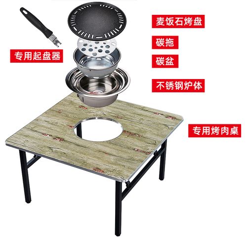 地炉烤肉桌子 摆摊烧烤桌商用家用庭院室外户外折叠自助烤肉桌地摊地
