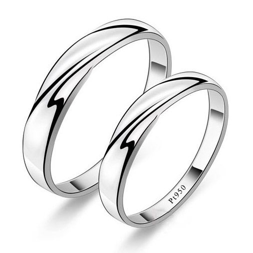 pt950铂金情侣对戒一对 男女刻字新款求婚戒指环 18k白金素圈韩版
