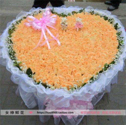 咸阳鲜花店同城送花520朵999朵香槟玫瑰鲜花生日求婚