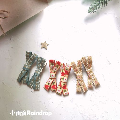 小雨滴 手工头饰儿童刺绣蝴蝶结边夹民族风发夹亲子款