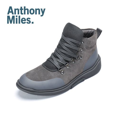 anthony miles真皮男鞋高帮运动鞋英伦休闲皮鞋个性舒适男鞋系带