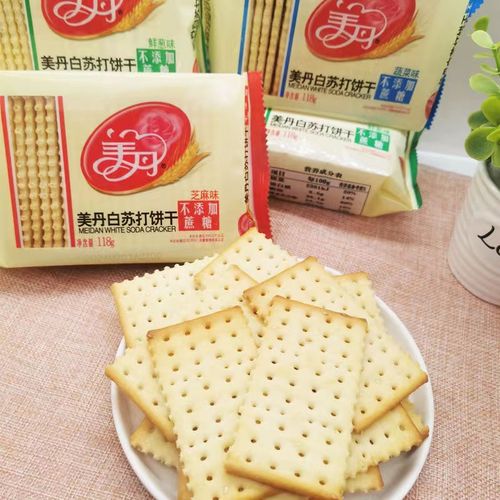 美丹白苏打饼干鲜葱蔬菜芝麻味早餐食品夜宵充饥零食小吃