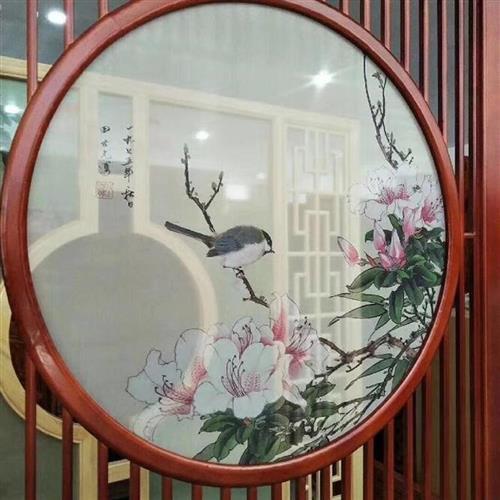 装饰 纱画半透丝绢乔其纱纱门窗芯画画定做图案尺寸屏风木雕花