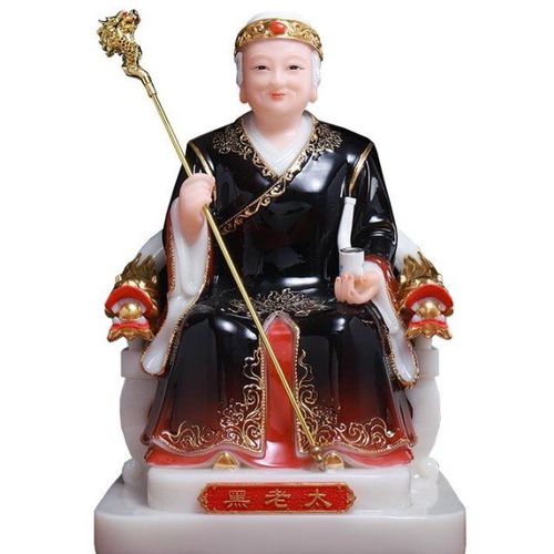 新慈缘阁玉石彩釉贴金黑老太太神像黑妈妈黑老太佛像居家摆件保家