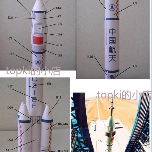 1比96长征2号f运载火箭军模3d纸模型diy手工手工纸模纸模摆件玩具