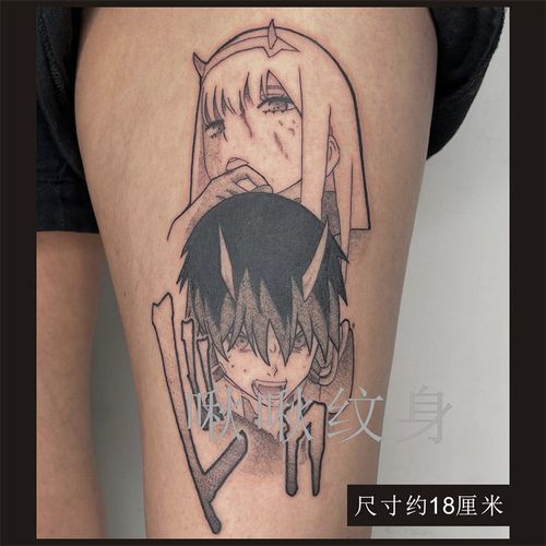 动漫国家队 02 二次元少女花臂darling in the franxx纹身贴