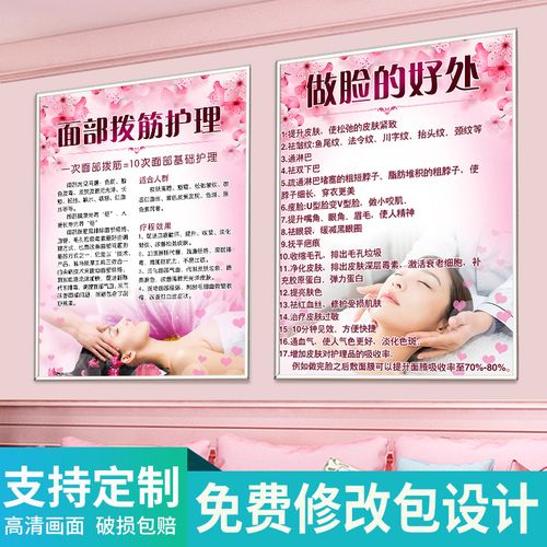 养生馆装饰画做脸面部护理美容护肤宣传海报美容院背景墙挂画脸部保养