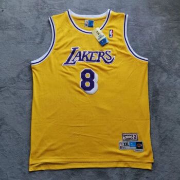 滕讯体育同款8号复古球衣nba湖人队刺绣球服三叶草背心比赛服 黄色