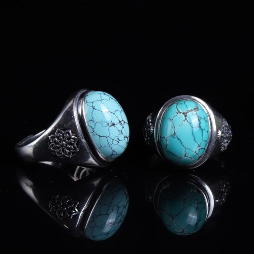 七宝水晶天然无优化高瓷绿松石戒指男女款镶嵌925银戒托饰品礼物