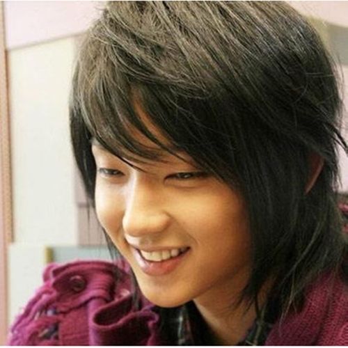 假发男韩版长发斜刘海韩国男神李准基男士蓬松发套时尚非主流个性