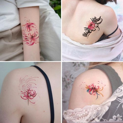 彼岸花纹身贴防水女持久性感网红ins不永久花臂花朵图案文身贴纸