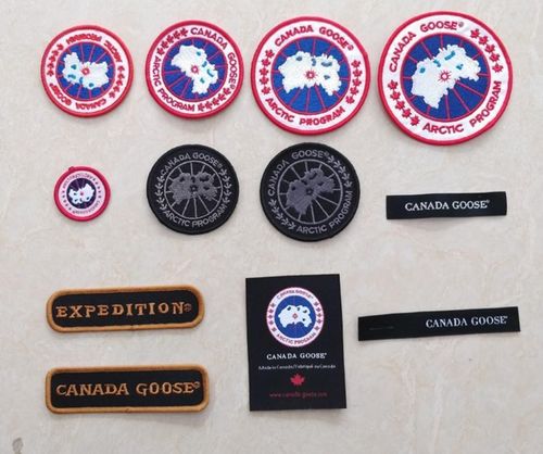 新款加拿大鹅标志魔术贴logo章臂刺绣潮国产羽绒服外套圆手工布贴