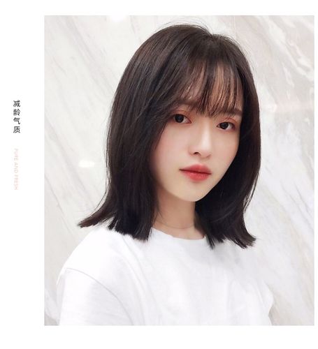 假发女中长发锁骨发全头套式网红自然圆脸显瘦脸短发