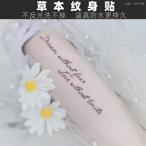 草本纹身贴刚贴没颜色半永久洗不掉防水不反光手腕个性英文字母