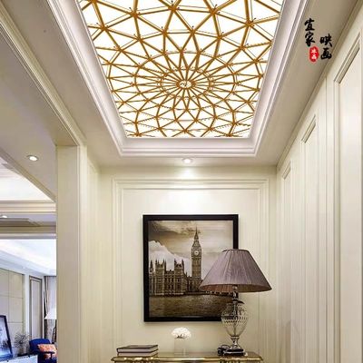 2021欧式天花艺u术玻璃吊顶现代简约客厅餐厅玄关过道